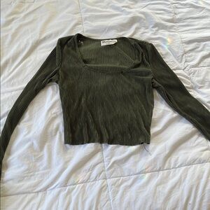 No Boundaries Olive Ribbed Long Sleeve Top